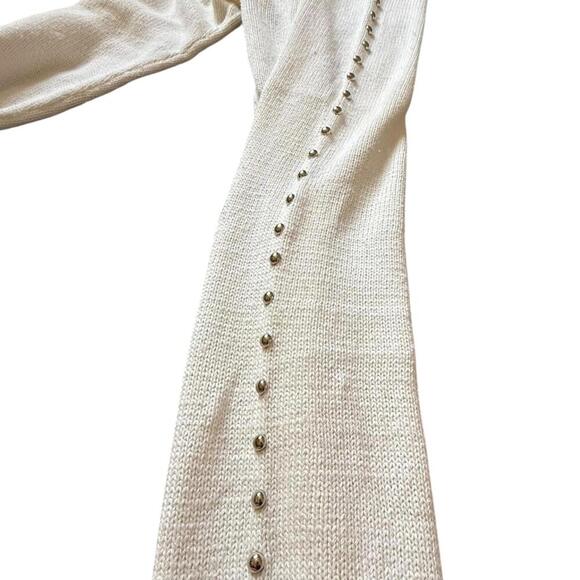 Bonnie Boerer Vintage 80s White Knit Studded Pants Small - Picture 4 of 5